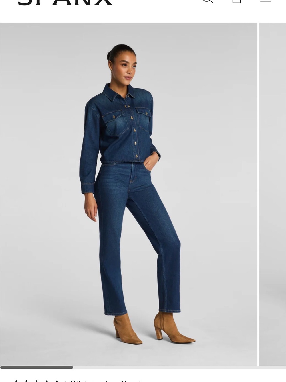 SPANX Dark Blue Straight Leg Mid-Rise Jeans